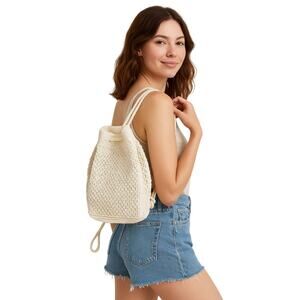 Xhilaration Cream Crochet Backpack Purse – Boho Festival Bag